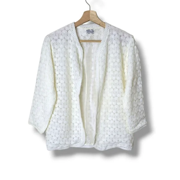 VTG Vienna Lace Open Front Cardigan Sweater Size Small 60's Japan - Picture 8 of 8